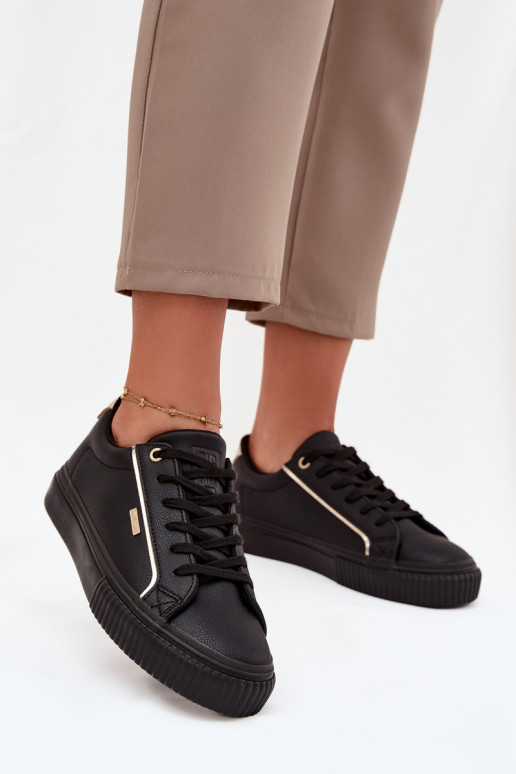  Tenisky z ekologické kůže Big Star SS274025 Černé a-zlaté barvy