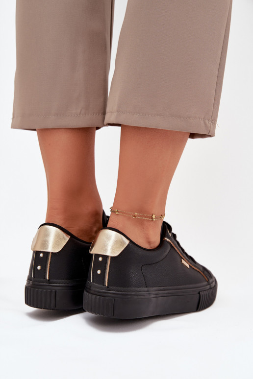  Tenisky z ekologické kůže Big Star SS274025 Černé a-zlaté barvy