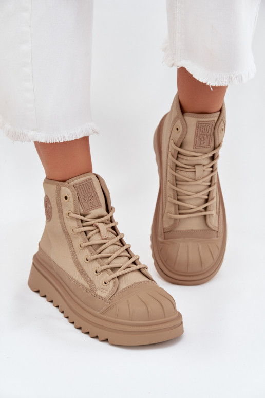 ležérní obuv s borovicovou šiškou  zateplené Big Star OO274A356 béžové