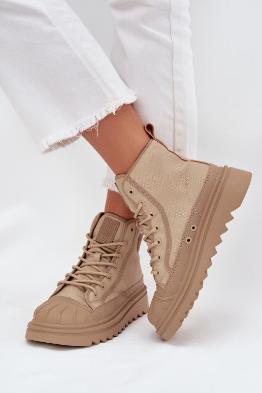 ležérní obuv s borovicovou šiškou  zateplené Big Star OO274A356 béžové