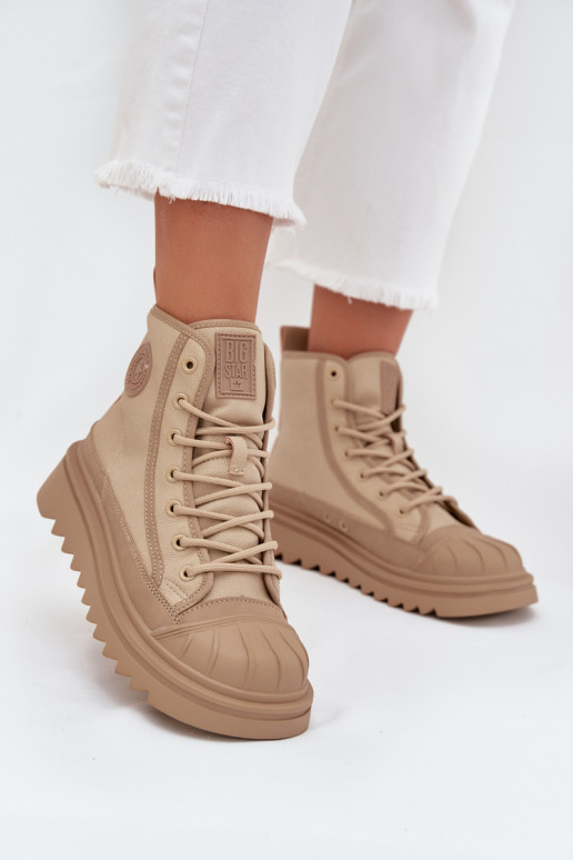 ležérní obuv s borovicovou šiškou  zateplené Big Star OO274A356 béžové