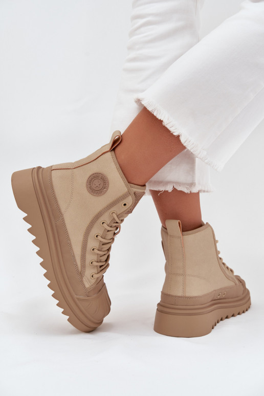 ležérní obuv s borovicovou šiškou  zateplené Big Star OO274A356 béžové