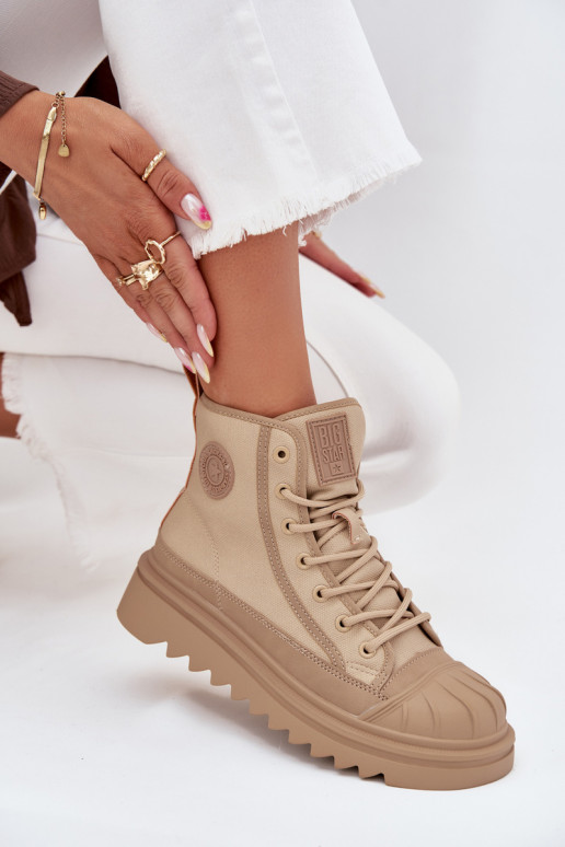 ležérní obuv s borovicovou šiškou  zateplené Big Star OO274A356 béžové