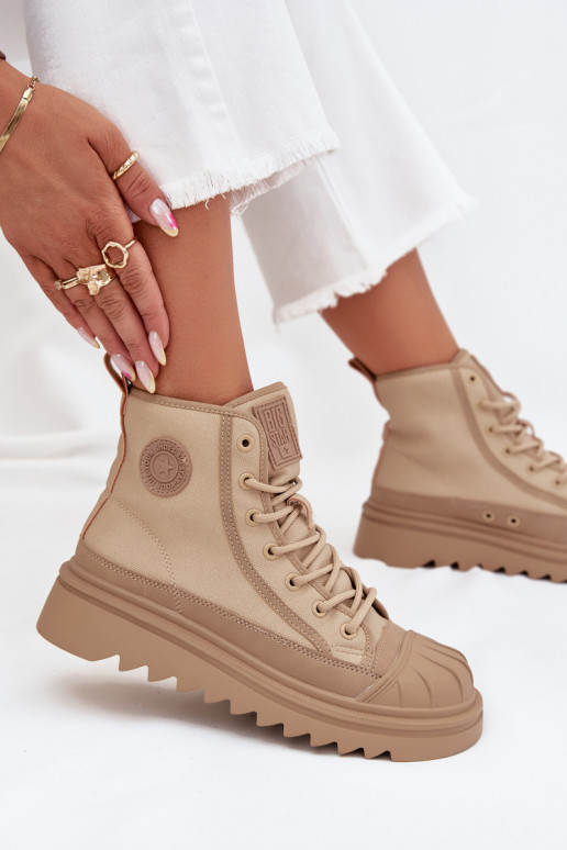 ležérní obuv s borovicovou šiškou  zateplené Big Star OO274A356 béžové