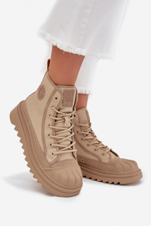 ležérní obuv s borovicovou šiškou  zateplené Big Star OO274A356 béžové