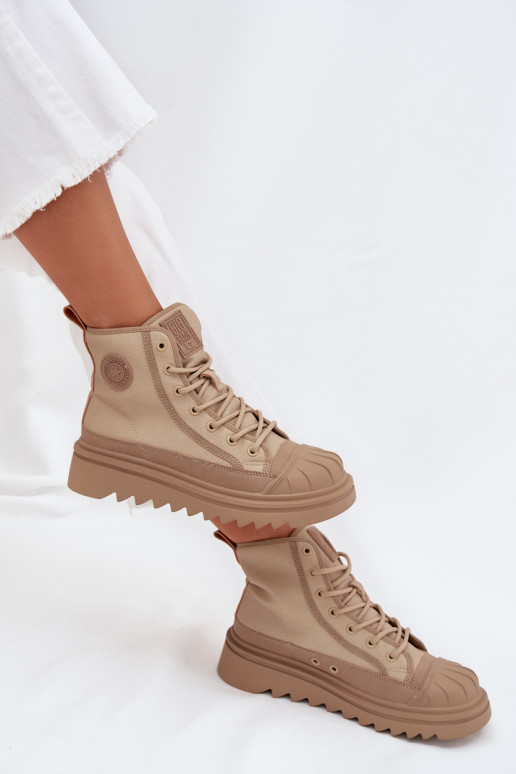 ležérní obuv s borovicovou šiškou  zateplené Big Star OO274A356 béžové