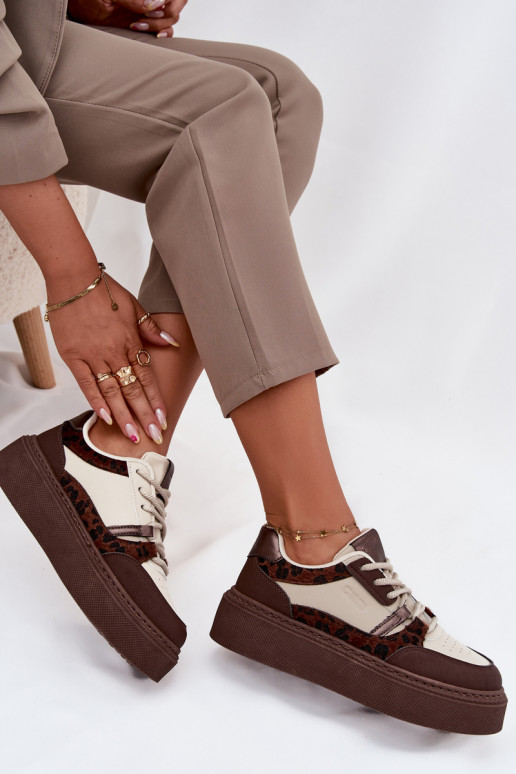  Tenisky s platformou Big Star SS274356 se vzory leopardí kožešiny hnědá-béžové