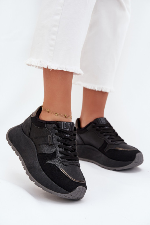 zateplené Tenisky  s platformou Big Star SS274007 HI-POLY SYSTEM Černé