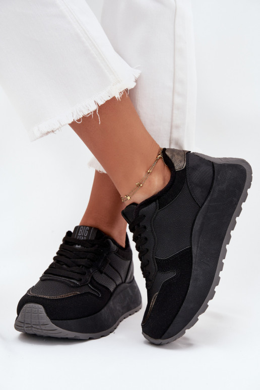 zateplené Tenisky  s platformou Big Star SS274007 HI-POLY SYSTEM Černé