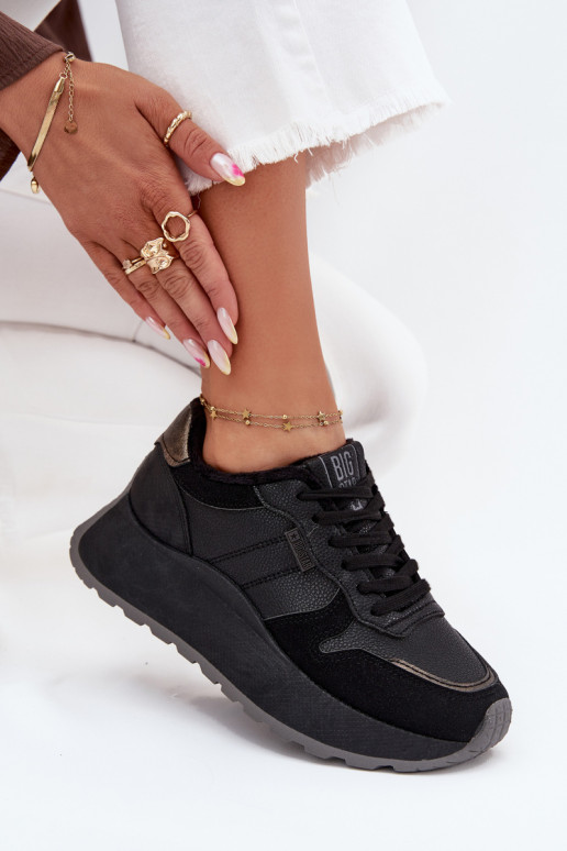 zateplené Tenisky  s platformou Big Star SS274007 HI-POLY SYSTEM Černé