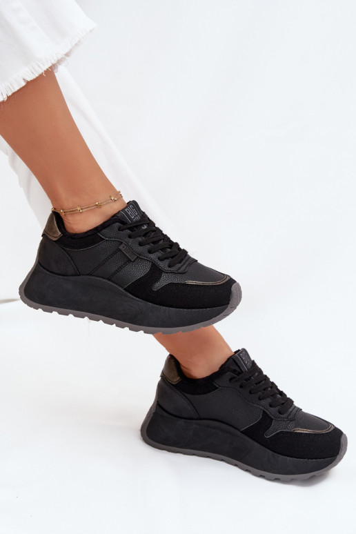 zateplené Tenisky  s platformou Big Star SS274007 HI-POLY SYSTEM Černé