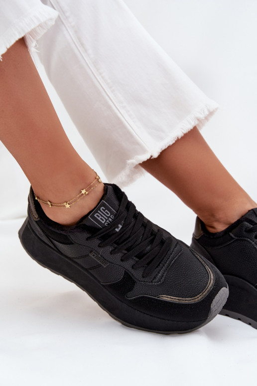 zateplené Tenisky  s platformou Big Star SS274007 HI-POLY SYSTEM Černé