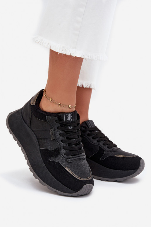 zateplené Tenisky  s platformou Big Star SS274007 HI-POLY SYSTEM Černé