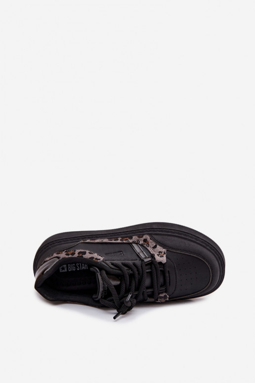  Tenisky s platformou Big Star SS274358 se vzory leopardí kožešiny Černé