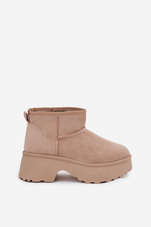 Sněhule  Slip-on vzor zateplené s kožešinou uvnitř khaki Mavelle