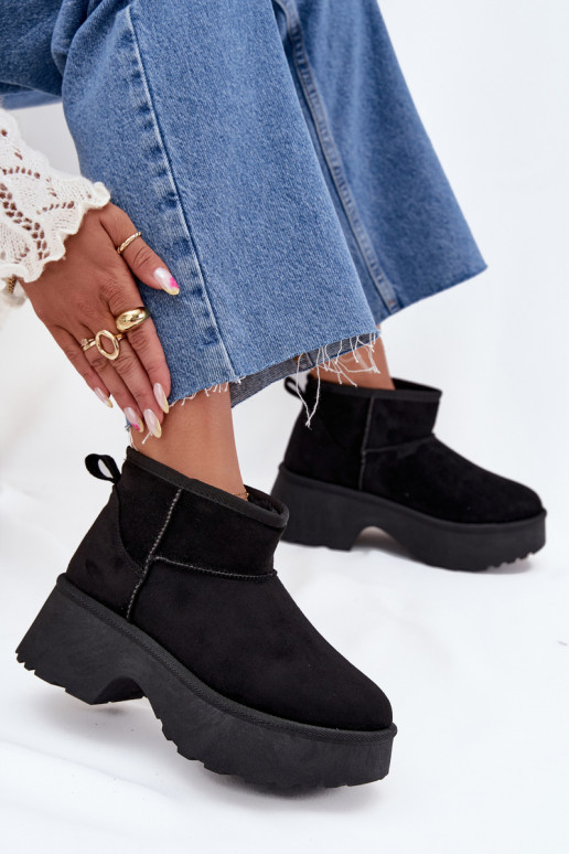 Sněhule  Slip-on vzor zateplené s kožešinou uvnitř Černé Mavelle