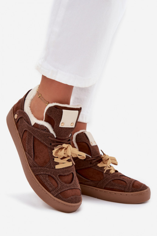 Tenisky  s platformou zateplené s kožešinou uvnitř hnědá Solvia
