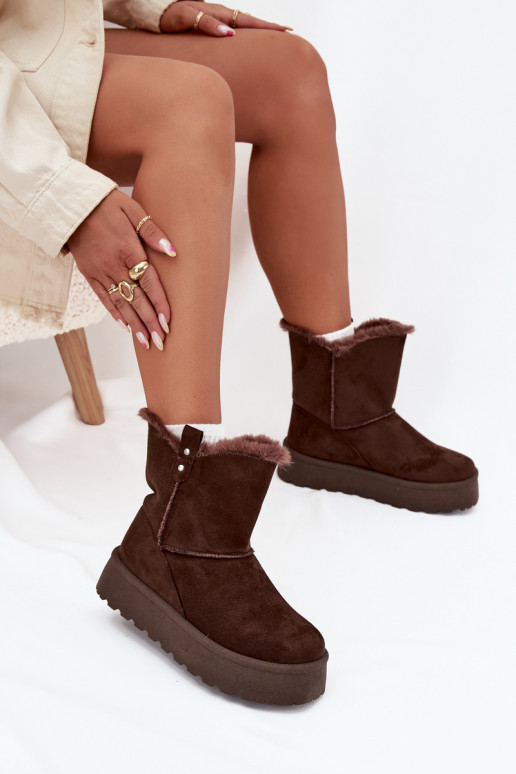  Sněhule s platformou s kožešinou Czekoladowe Evelira