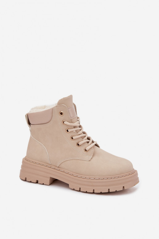 boty  zateplené s kožešinou uvnitř  slonová kost Tharika