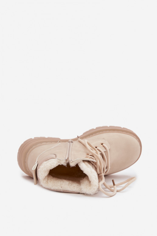 boty  zateplené s kožešinou uvnitř  slonová kost Tharika