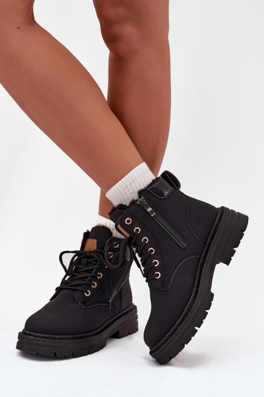 boty  zateplené s kožešinou uvnitř  Černé Tharika