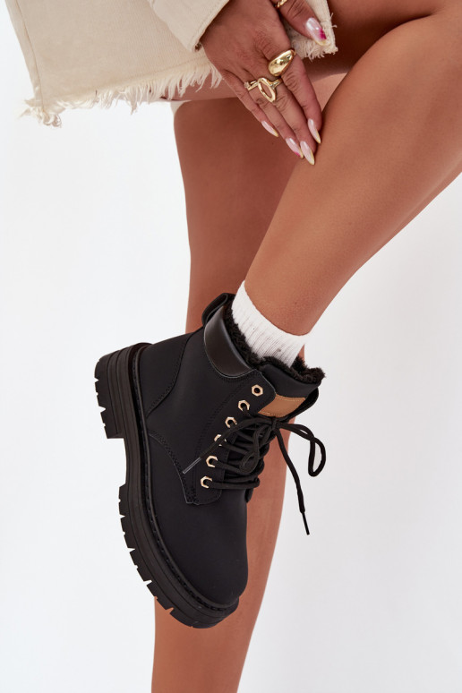 boty  zateplené s kožešinou uvnitř  Černé Tharika