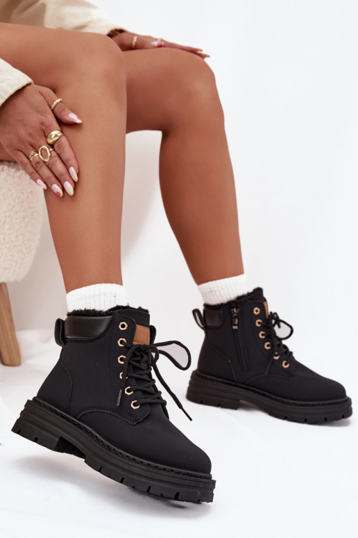 boty  zateplené s kožešinou uvnitř  Černé Tharika