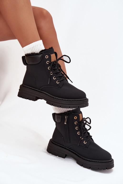boty  zateplené s kožešinou uvnitř  Černé Tharika