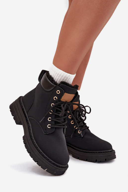 boty  zateplené s kožešinou uvnitř  Černé Tharika