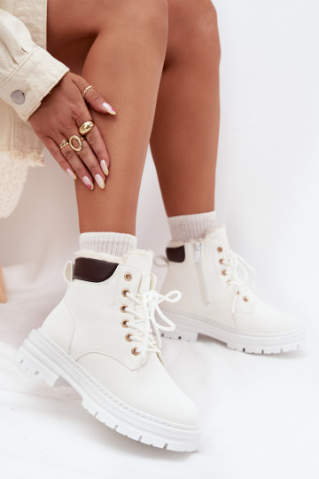 boty  zateplené s kožešinou uvnitř  bílé Tharika