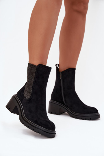 stylové podpatky  zateplené  Černé Zoralia