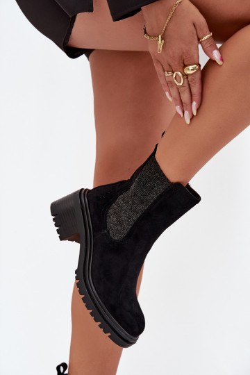 stylové podpatky  zateplené  Černé Zoralia 2
