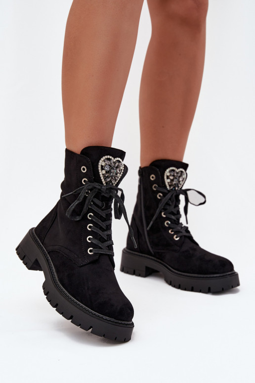 boty   zateplené z eko semišeowe Černé Miryssa