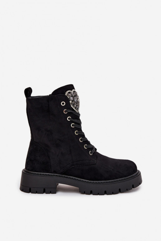 boty   zateplené z eko semišeowe Černé Miryssa