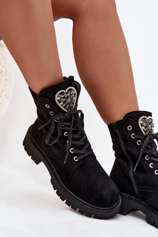 boty   zateplené z eko semišeowe Černé Miryssa