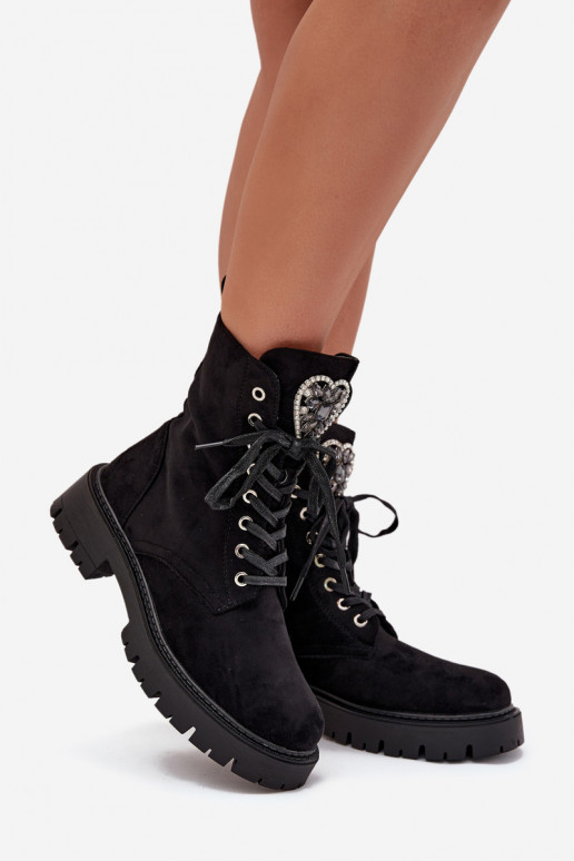 boty   zateplené z eko semišeowe Černé Miryssa