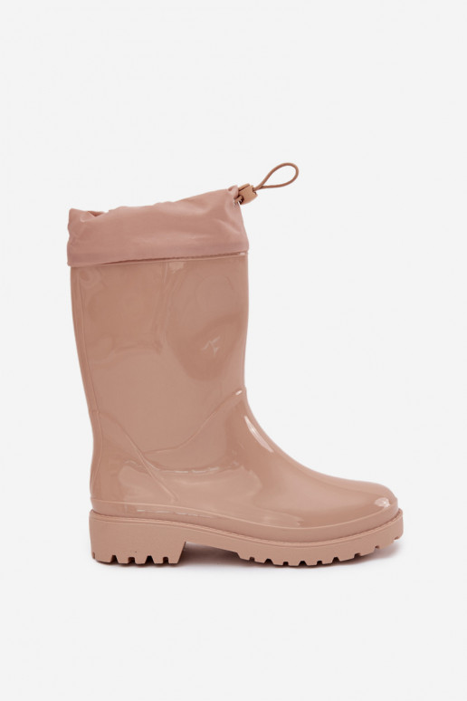 gumové holínky  se stahovacím zapínáním béžové Kessia gumové holínky  se stahovacím zapínáním béžové Kessia