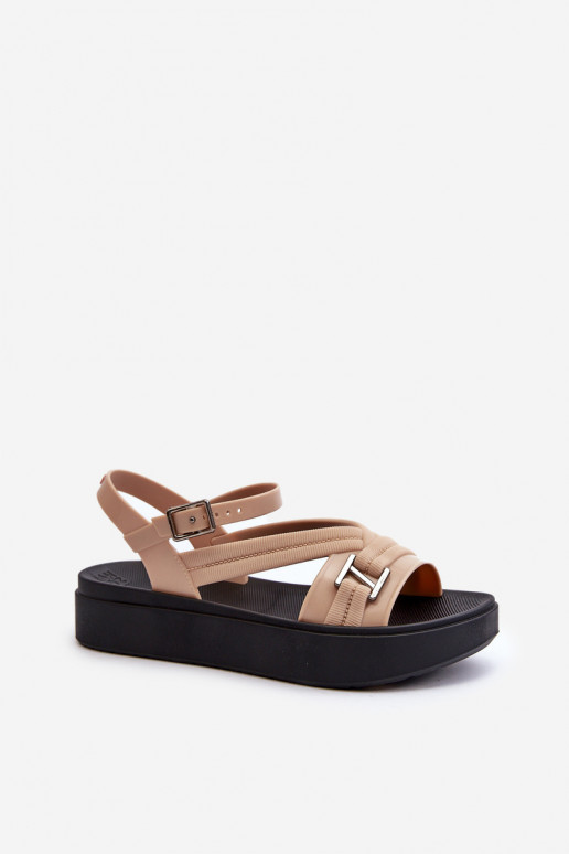  Dámské sandály s platformou  LL285063 béžové