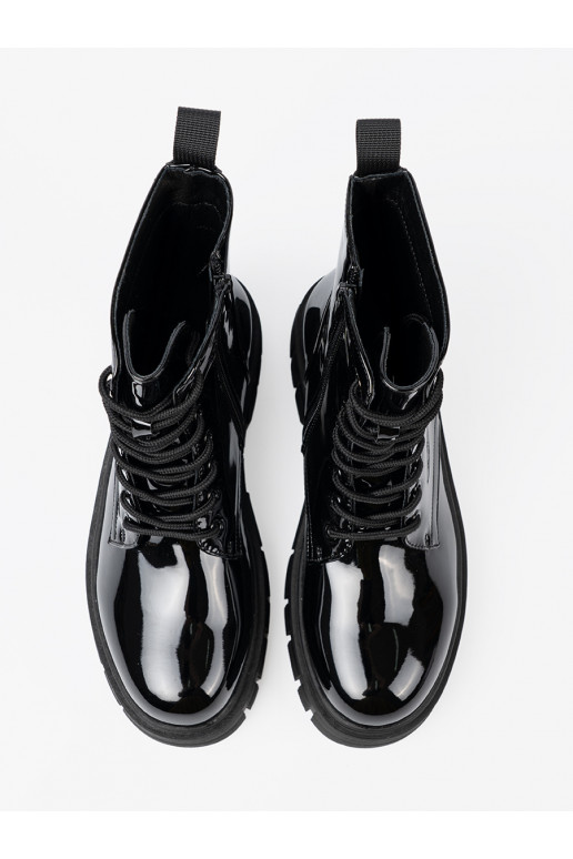 Černé  Dámské boty na masywnej podeszwie Černé  Dámské boty na masywnej podeszwie