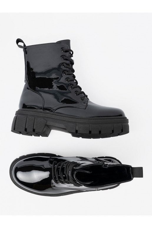 Černé  Dámské boty na masywnej podeszwie Černé  Dámské boty na masywnej podeszwie