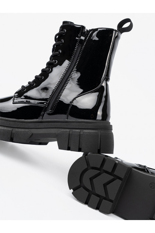 Černé  Dámské boty na masywnej podeszwie Černé  Dámské boty na masywnej podeszwie