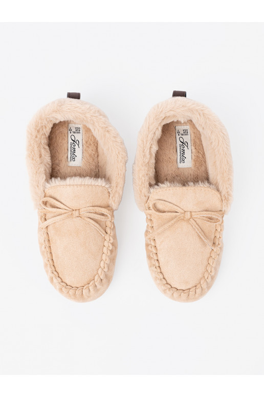 teplý  kapcie typu mokasíny s mašlí