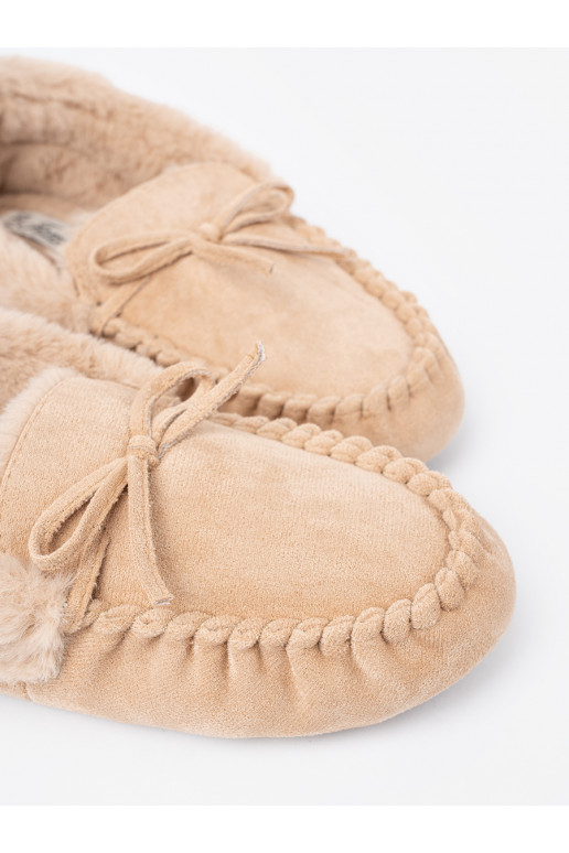 teplý  kapcie typu mokasíny s mašlí