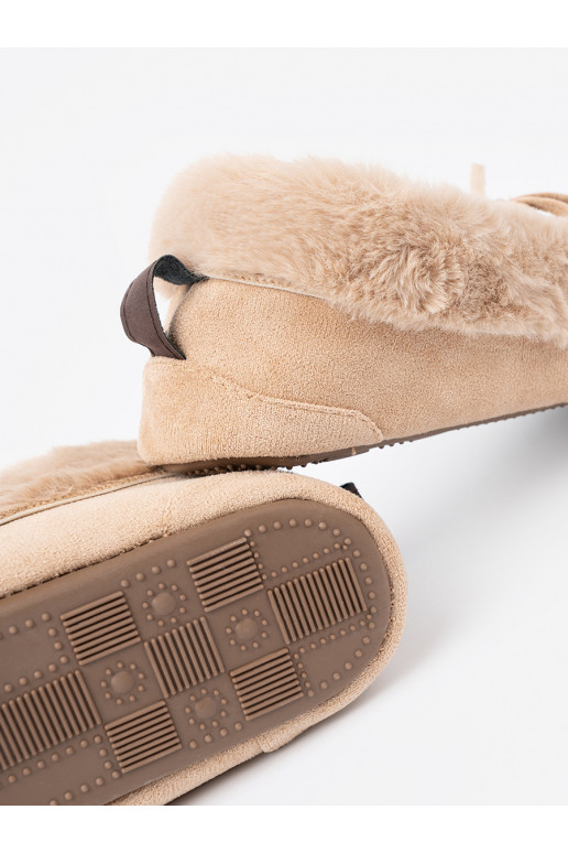 teplý  kapcie typu mokasíny s mašlí
