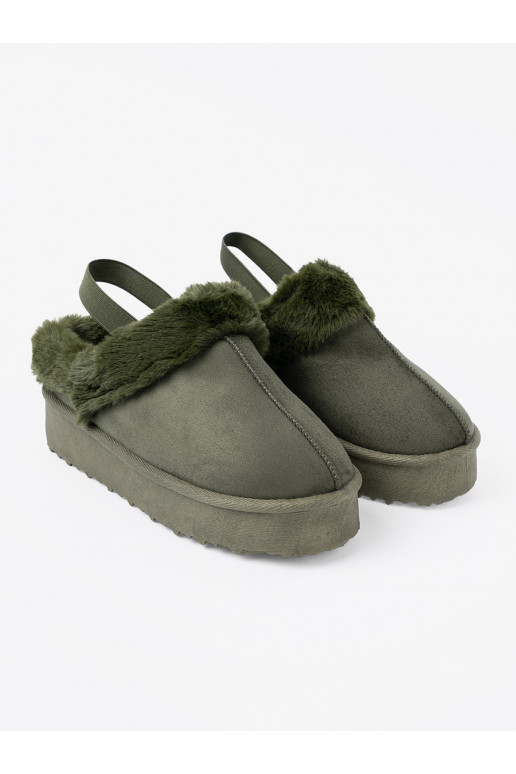 khaki boty a'la  s kožešinou