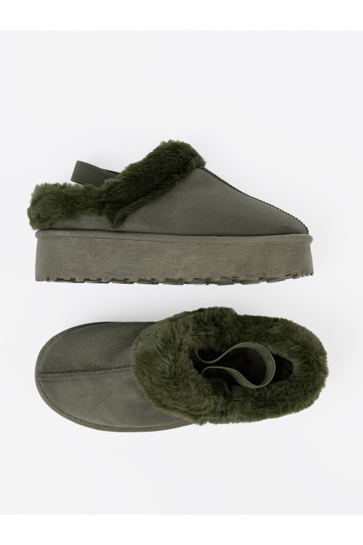 khaki boty a'la  s kožešinou