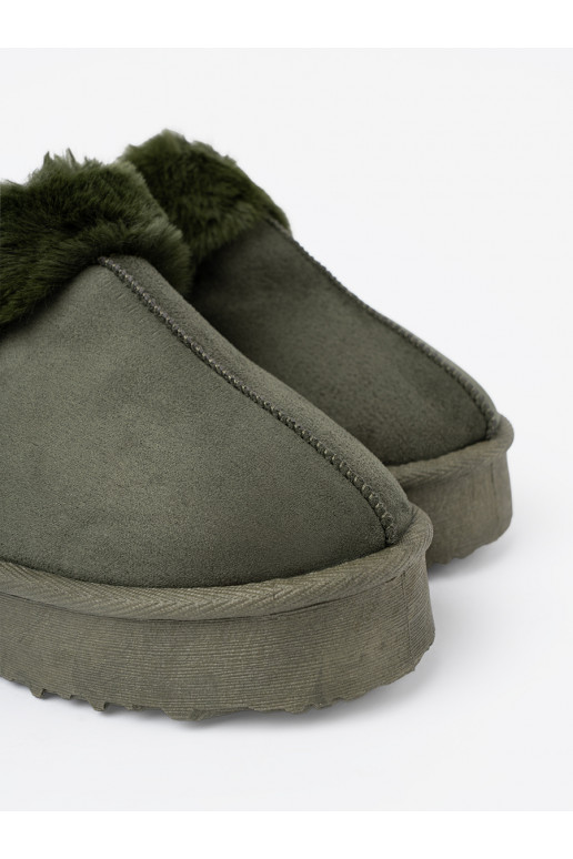 khaki boty a'la  s kožešinou