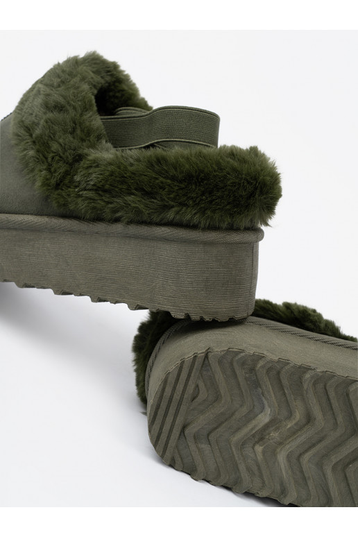 khaki boty a'la  s kožešinou