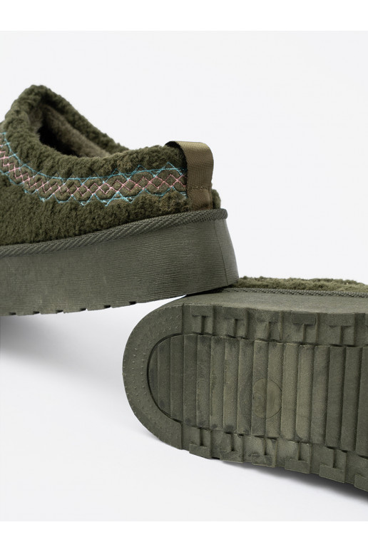 khaki, miękkie boty a'la  bez pięty