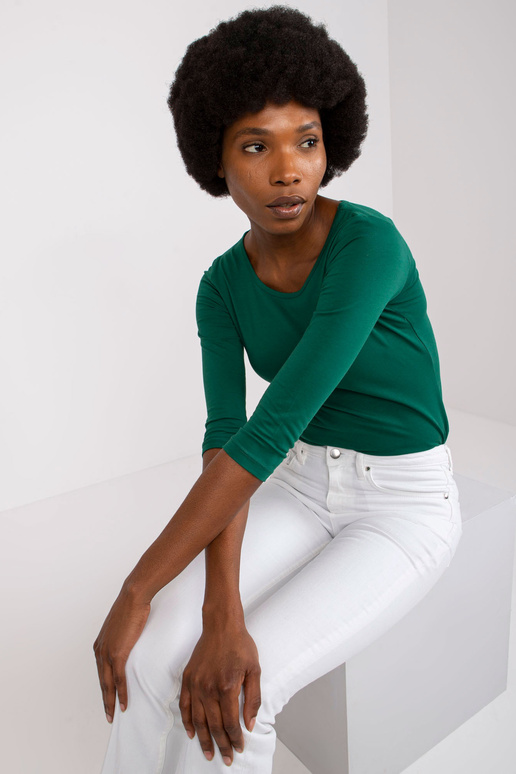 Tmavě zelená basic halenka z bavlny Mona